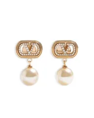 ヴァレンティノ レディース アクセサリー ピアス・イヤリング ロゴ Valentino Garavani VLogo Signature Drop Earrings 08L GoldWhite ホワイト