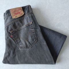 ■古着 Levi's ユーロリーバイス 501ブラックジーンズ デニムパンツ STRAIGHT FIT 先染めブラック 実寸W33L27【L5758】