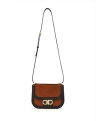 フェラガモ レディース バッグ ミニ スエード レザー FERRAGAMO Double Gancini Mini Suede Leather Crossbody Natural