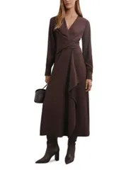 レイス レディース トップス ワンピース ドレープ REISS Mira Drape Dress Burgundy バーガンディ