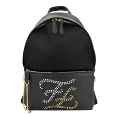 フェンディ リュック メンズ スタッズ カーリグラフィー バックパック FENDI 7VZ042 レザー ナイロン ブラック 黒 ゴールド金具 美品【中古品】のサムネイル