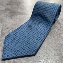 【HERMES】エルメス 小紋ダイヤ柄 シルクネクタイ シルク100% メンズ フランス製 ブルー 青色 幾何学模様 ダイヤモンドパターン 総柄 クラシック ドレス ビジネス フォーマル ヴィンテージ