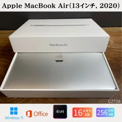 ［箱あり/美品］Apple MacBook Air（13インチ, 2020）/ Apple M1 / メモリ16GB / SSD256GB / Windows11 / Office2024 / CJ738