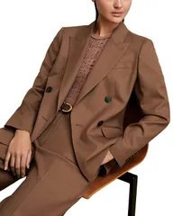 レイス レディース アウター ジャケット・ブルゾン プチ ブレザー REISS Petite Solene Double Breasted Blazer Tan タン