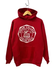 古着 カレッジロゴパーカー 裏起毛 プリントロゴ USA製 L レッド メンズ/004