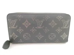 美品 LOUIS VUITTON ルイ ヴィトン 長財布 モノグラム・マヒナ ジッピーウォレット M82645 ブラック ゴールド レザー レディース ラウンドファスナー