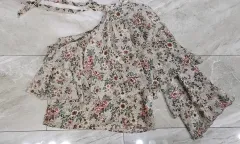 ザラ オフショルダー かわいい 袖 シフォン Tシャツ xs