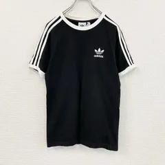 古着 used　adidas　アディダス　3-STRIPES　スリーストライプス　半袖Tシャツ　トレフォイルロゴ　黒　ブラック　Sサイズ　