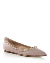 ヴァレンティノ レディース シューズ パンプス Valentino Garavani Womens Rockstud Pointed Toe Ballet Flats Poudre