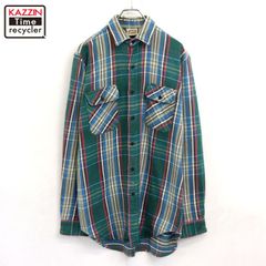 90s vintage FIVE BROTHER チェック柄 襟芯 ヘビーネル 長袖シャツ メンズ 表記Mサイズ