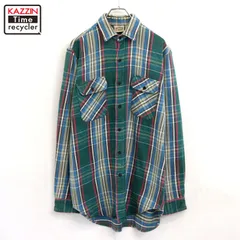 90s vintage FIVE BROTHER チェック柄 襟芯 ヘビーネル 長袖シャツ メンズ 表記Mサイズ