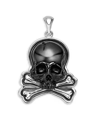 ラゴス メンズ アクセサリー ネックレス・チョーカー・ペンダントトップ LAGOS Mens Sterling Silver Anthem Black Agate Skull Crossbone Pendant 100 Exclusive BlackSilve