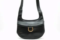 フェラガモ ヴィンテージ ガンチーニ ショルダーバッグ クロスボディ ゴールド金具 レザー 黒 ブラック Salvatore Ferragamo 5736h