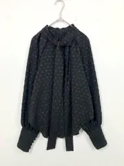 SHIPS シップス ハート ジャガード ボウタイ リボン 長袖 ブラウス シャツ sizeS/黒 ■◇ レディース