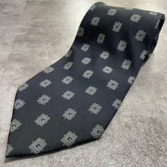 【GUCCI】グッチ 総G柄ネクタイ シルク100% メンズ　ネイビー　紺色　小紋柄　スクエアドット　総ロゴ　イタリア製　ビジネス向け　GG