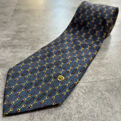 【GUCCI】グッチ チェーン柄ネクタイ GGロゴモチーフ シルク100% メンズ イタリア製 ブルー 青色 小紋柄 ビジネスネクタイ ブランドネクタイ フォーマルネクタイ チェーンデザイン