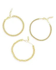 エティカ レディース アクセサリー ブレスレット・バングル・アンクレット Ettika Classical Bracelets in 18K Gold Plate Set of 3 Gold ゴールドのサムネイル