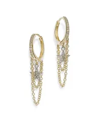 メイラティ レディース アクセサリー ピアス・イヤリング Meira T 14K Yellow and White Gold Pave Diamond Star Hoop Earrings Gold ゴールド