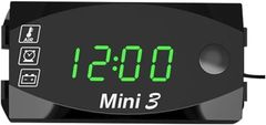 LETIZIA1212 mini3 防水 LED デジタル 温度計 電圧計 時計 3in1 オートバイ メーター (グリーン)