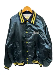 古着 ナイロンスタジャン リブ袖 刺繍ロゴ バックプリント XL ネイビー メンズ/004