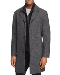 コールハーン レディース アウター コート ウール セーター Cole Haan Sweater Bib Wool Blend Twill Coat Heather Graphite グラファイト
