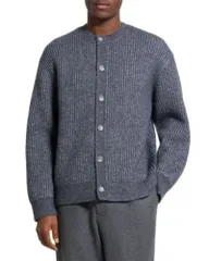セオリー メンズ アウター ニット・セーター ウール コットン Theory Wool Cotton Button Sweater Grey Melange グレー