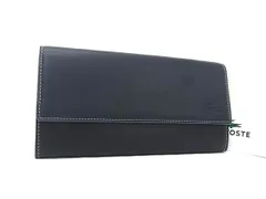 ■美品■ LACOSTE ラコステ レザー 二つ折り 長財布 ウォレット 小銭入れ 札入れ カード入れ メンズ レディース ネイビー系 FP8458のサムネイル