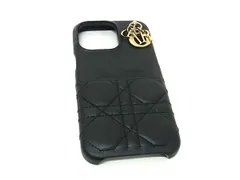 ■美品■ ChristianDior ディオール レディディオール カナージュ レザー iPhone15 ProMax 対応 アイフォンケース ブラック系 BQ3101