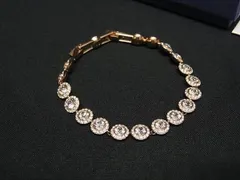 ■美品■ SWAROVSKI スワロフスキー ラインストーン ブレスレット バングル アクセサリー レディース ゴールド系 FV8196