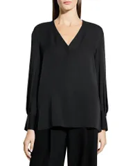 セオリー レディース トップス シャツ シルク ブラウス Theory Silk Volume Sleeve Blouse Black ブラック