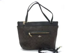 COACH コーチ トートバッグ シグネチャー 2WAYバッグ F54690 ブラウン系×ブラック系 PVC×レザー レディース ショルダーバッグ ゴールド金具