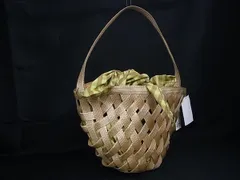 ■新品同様■ LUDLOW ラドロー ポリプロピレン等 ギンガムチェック ワンハンドル ハンドバッグ 肩掛け ベージュ系 BR1919のサムネイル