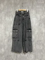 AZUL basic アズールバイマウジー ケミカルウォッシュワイド カーゴ デニムパンツ sizeM/黒 ■■ レディース