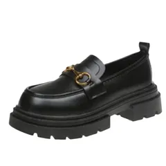 新品 [goodspoon] ビットローファー レディース 厚底 ソール 快適 美脚 スリッポン 歩きやすい カジュアル 学生 靴