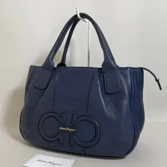 2602-166｜美品｜フェラガモ トートバッグ レザー ネイビー ガンチーニ