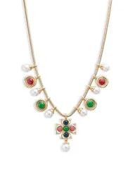 アクア レディース アクセサリー ネックレス・チョーカー・ペンダントトップ レース AQUA Mixed Stone Cross Necklace 15 Exclusive Gold ゴールド