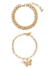 エティカ レディース アクセサリー ブレスレット・バングル・アンクレット Ettika Butterfly Charm Chain Bracelet Set of 2 Gold ゴールドのサムネイル