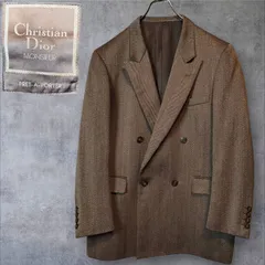 極美品 80s 90s Christian Dior MONSIEUR ダブルジャケット ブラウン ウール100% 厚手 L相当 ビンテージ クリスチャンディオール ムッシュ