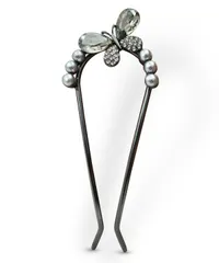 【新着商品】Baramoly髪飾り 簪 二本挿し かんざし 髪飾り 留袖 バチ型 二本挿し 和装 Uピン パール 結婚式 振袖 まとめ髪 レディース A