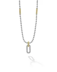 ラゴス レディース アクセサリー ネックレス・チョーカー・ペンダントトップ レース LAGOS 18K Yellow Gold Sterling Silver Caviar Lux Diamond Clip Pendant Necklace 1618 Silv