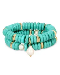 エティカ レディース アクセサリー ブレスレット・バングル・アンクレット Ettika Saint Tropez Beaded Stretch Bracelets Set of 2 Turquoiseのサムネイル