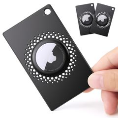 【数量限定】財布用 ウォレット カバー（2枚入）、スリム薄型軽量で紛失防止設計、キーホルダー付きAirtag ケース カード カード、airtag 防水 耐衝撃 airtag 落下防止(ブラック)