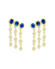 メイラティ レディース アクセサリー ピアス・イヤリング フリンジ Meira T 14K Yellow Gold Blue Sapphire Diamond Fringe Drop Earrings BlueGold ブルー