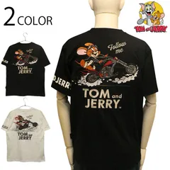 NEVERMIND × TOM and JERRY チョッパーバイク × ジェリー 刺繍 天竺 半袖 Tシャツ （ TJN-2620 ） TOM＆JERRY 半袖 Tシャツ カットソー アメカジ バイク アメリカンバイク チョッパーバイク ジェリー 刺繍のサムネイル