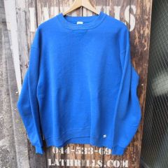 80s USA製 Russell Athletic ラッセル アスレチック 前V スウェット 無地 青 US-L