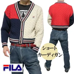 FILA  フィラ ショート/カーディガン メンズ/レディース/ユニセックス KNIT CARDIGAN ニットカーディガン カジュアルウェア レッド/ネイビー サイズM-L-XL