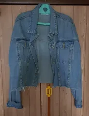 レディース ライトブルー クロップド デニムジャケット