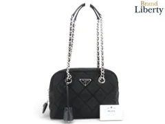 【新品同様】プラダ PRADA TESSUTO IMPUNTU テスート インプントゥ キルティングステッチ チェーン ショルダーバッグ NERO ブラック ナイロン レザー 1BB072