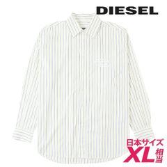 芸能人着用✨DIESEL ディーゼル ストライプ ビッグシャツ 刺繍 Dロゴ L