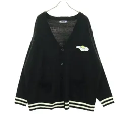 PUNYUS プニュズ 刺繍 目玉焼き 長袖 Vネック ニットカーディガン 4 ブラック レディース 古着のサムネイル